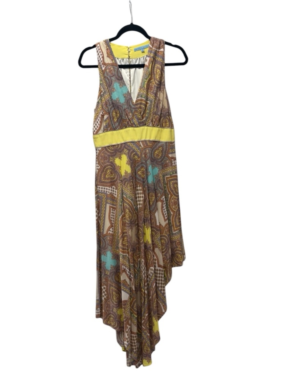 NWT ANTONIO MELANI Bohemian Paisley Maxi Dress in Yellow, Brown & Turquoise - Picture 2 of 8